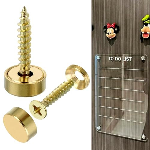 8Pcs Brass Decorative Screws with Caps, Mirror Cover Self-Tapping Screws for Furniture Fixing