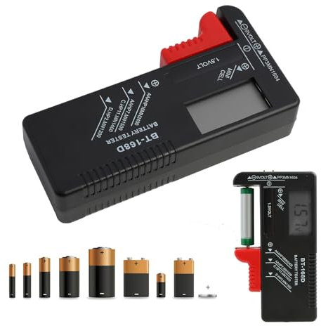 FunWorth Probador de batería analógico universal, no requiere pilas, comprobación instantánea para pilas de botón AA/AAA/C/D/9V/1.5V - Comprobador de batería para el hogar y la oficina con pantalla de