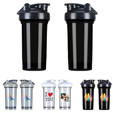 Xswzaqolk Custom Shaker Bottles for Protein Mixes Customized Fitness Water Cup with Handle 18 Oz Shake Bottle for Gym Outdoor Sports Two-Side Print, PureBlack