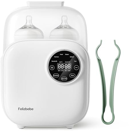 Felizbebe Chauffe-biberon pour bébé, stérilisateur 10 en 1 pour biberons, chauffage rapide de nourriture pour bébé, amovible, chauffe-biberon, contrôle précis de la température, facile à nettoyer