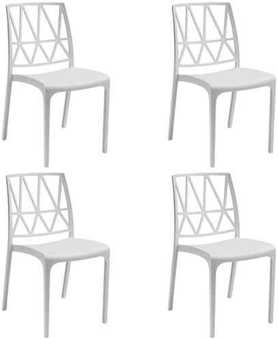 Totò Piccinni Sedia BRIDGE in polipropilene design impilabile per esterno Made in Italy (4, Bianco)