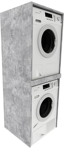 Armoire à colonne MRBLS_HOME pour machine à laver et sèche-linge - 66 x 180 x 65 cm (l x H x P) - Tour de lavage - Étagère pour machine à laver - Armoire pour buanderie et salle de bain - Béton