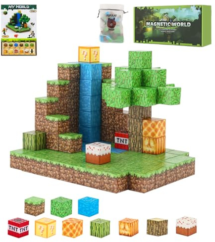 MEESHEEP 128PCS Magnetic Blocks - Waterfall, Build Exact Models Shown in Pictures | STEM Montessori Toys for Girls & Boys Age 3-10 | Inspiring Creativity, Imagination | Suprise Gifts for Kids