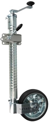 Roue jockey renforcée 48mm - Tube nervuré - Bride fixation renforcé 48mm - Remorque - Goupille de verrouillage anti dévissage