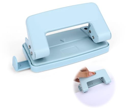 2 Hole Paper Punch,Metal Two Hole Punch，Adjustable 2 Hole Paper Puncher for A4/A5/B5 Looseleaf Book and Home Supplies（Blue）