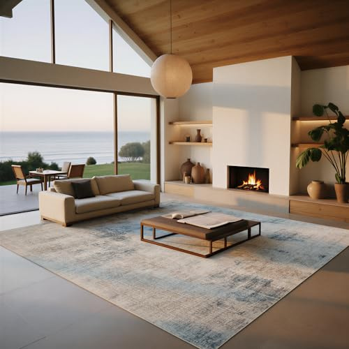 BGASZ 8x10 Washable Rugs, Ultra Soft Faux Wool Retro Carpets, Non Slip Backing,Short-Pile&Durable Edge Binding, Stain Resistant, The Large Carpet for Bed Room, Dining Room,Office,Playroom Decor