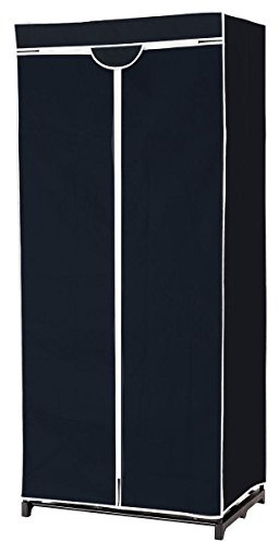 COSTWAY Armadio in Tessuto Armadio Cabina Pieghevole con Asta Appendiabiti, Vari Colori Disponibili, 75 x 50 x 170cm (Nero)