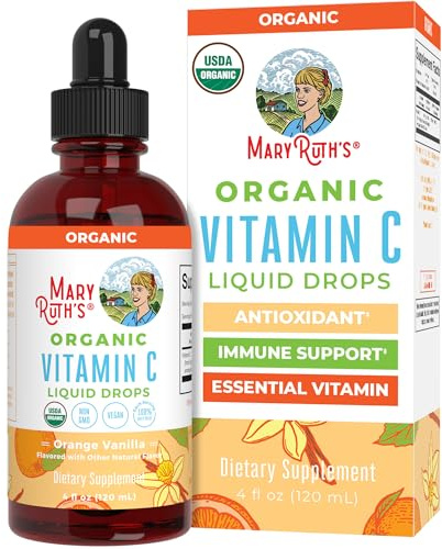 MARYRUTH'S Organic Vitamin C Supplement | Liquid Vitamin C Liquid Drops for Adults & Kids | Immune Support Supplement for Overall Health | Vegan | Non-GMO | Gluten Free | 4 Fl Oz