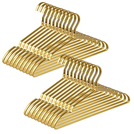 Amber Home Premium Matte Gold Aluminum Coat Hangers 20 Pack, 16.5” Extra Smooth & Durable Metal Shirt Dress Hanger, Light & Sturdy Metal Rack for Jacket Trouser Pant Slack