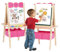 Kinder Tafel Staffelei aus Holz mit Papierrolle Kinder Holz Spielbrett Höhe Einstellbar Schöne Bogen Design Doppelseitige Whiteboard und Tafel Staffelei mit Zahlen und anderem Zubehör als Geschenk