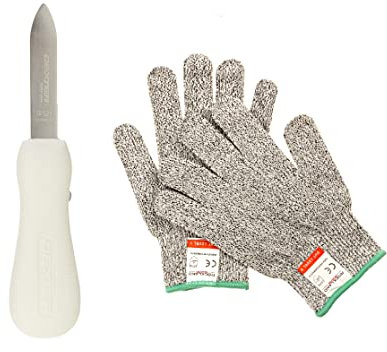 Dexter-Russell – 2.75 New Haven Style Oyster Knife with Rockland Guard cut resistant gloves (Extra Large)