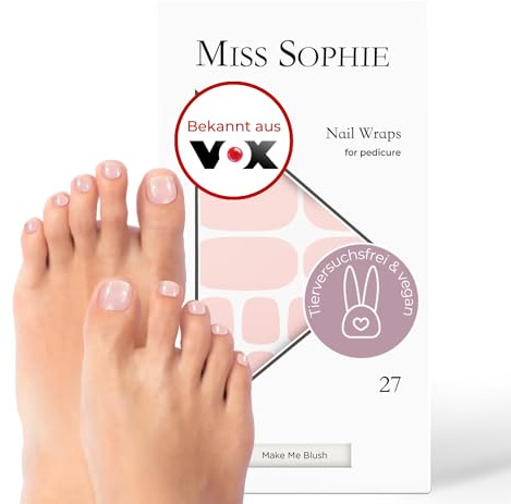 Miss Sophie Pedi Wraps Lot de 27 bandes de vernis ultra fines I Make Me Blush Pedicure I Pour ongles d'orteils I Adhère aux ongles naturels et laqués