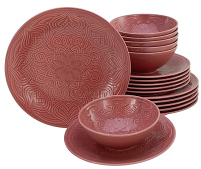 CreaTable, 21630, serie Orient Mandala, 18-delat porslinsset, tallriksset av porslin, diskmaskins- och mikrovågsugnssäker, tillverkad i Europa