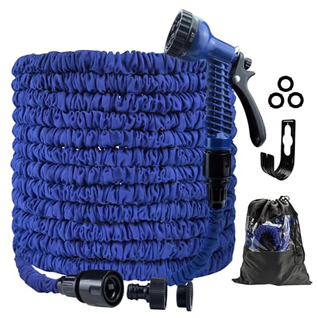 CNMTCCO Garden Hose Pipe, 100FT Garden Hoses Expandable with 3/4, 1/2 Fittings, Expanding Magic Hose, with 7 Function Spray Nozzle, Anti-Leakage Latex Core Hosepipe (30M)