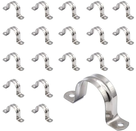 DOJA Barcelona | Morsetto per Tubi a U | 20 Unità | Collare a U per Tubo 20mm | Morsetti a U | Morsetti per Tubi U | Supporto Tubo | Staffe a U Tonde per Fissare Tubi, Anello di Connessione