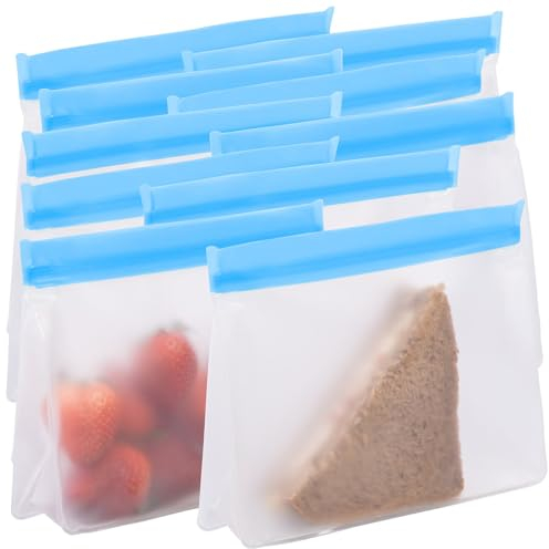 Rosenstein & Söhne Lebensmittelbeutel: 10er-Set Wiederverwendbare Lebensmittel-Beutel, stehender Boden, 1,5 l (Gefrierbeutel mit Zippverschluss, Frischbeutel, Frischhaltedosen)