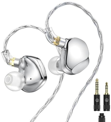 FEDAI TRN VX Pro in-ear-hörlurar, 9 hybriddrivrutiner flaggskepp i öronskärm, i öronhörlurar med 2 stift avtagbar kabel IEM HiFi DJ-skärm för musik Aficionado (ingen mikrofon (silver))