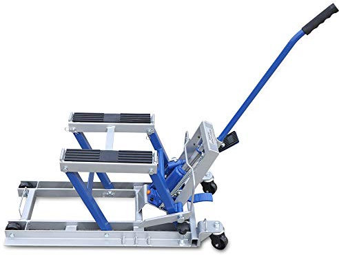 Sollevatore per moto fino a 680 kg, pieghevole, per moto da spiaggia, moto d'avventura, ponte sollevatore per riparazione di moto da strada, ponte sollevatore per riparazioni su moto