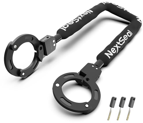 NextSeal Candado Patinete Electrico, Antirrobo Para Bici con 3 Llave, Bloqueo Sin Llave, Acero Endurecido Candado de Cadena Grueso de 6mm, 90cm, para Scooter Bicicletas Eléctricas