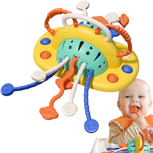 Dopsyesn Juguetes De Cuerda para Tirar para Niños,Juguete Sensorial con Antiestrés - Juguete Educativo De Tracción | para Niños Y Niñas De 3 Meses En Adelante Viajes Coche Avion Regalo Cumpleaños