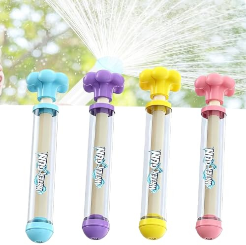 MUVZKQIAN 4PCS Firework Water Gun-Water Firework Spray Toy for Kids Adults Fireworks Water Gun High Pressure Pull-Out Water Squirter Outdoor Pool Beach Garden Party Water Toys