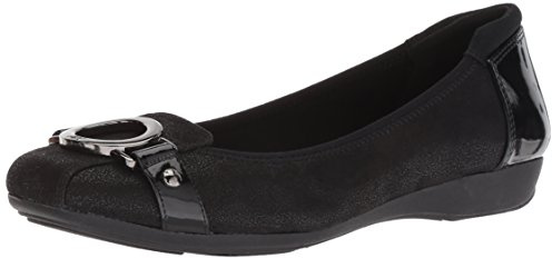 Anne Klein Umeko Flat, Zapatos Tipo Ballet Mujer, Negro Multi Tela, 37.5 EU