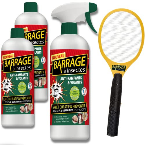 3 barrages aux insectes + Raquette OFFERTE -Venteo -Solution anti-insectes rampants/volants -Utilisation intérieur/extérieur
