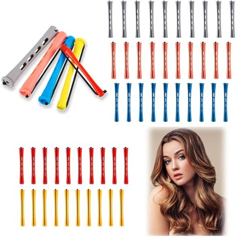 KAYEF 100 Stück Lockenstab Dauerwelle Set, Rutschfester Kunststoff, für Friseurstyling (Mehrere Farben und Größen)