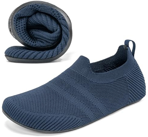 KOWAYI Chaussons Hommes Chaussettes d'intérieur Femmes Chaussons fermés légers Pantoufles respirants Chaussons Cozy Chaussons unisexes Pieds nus Bleu foncé-SHLAN-44