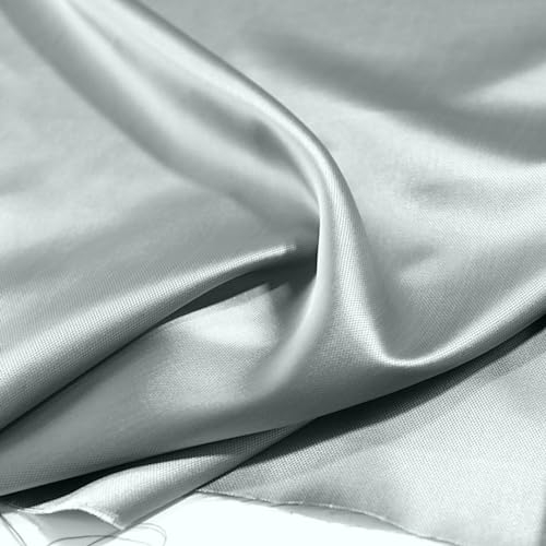 TOLKO Futterstoff Meterware Futter-Taft | Blickdicht knitterarm | universal Stoff Dekostoff Kleiderstoff Hochzeitsstoff Kostümstoff | Stoffe zum Nähen Meterware Dekorieren (Grau Viskose)