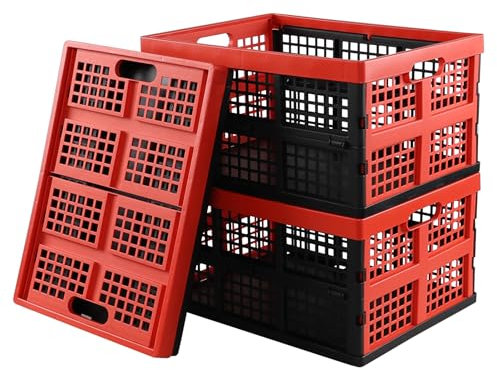 Innouse 34 Liters Collapsible Storage Crates, Plastic Foldable Storage Crate Basket, 3-Pack