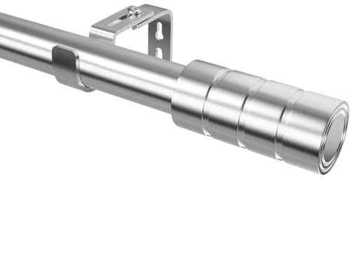 Barra de cortina extensible, longitud ajustable, barra de cortina de acero inoxidable, para salón, dormitorio, ventana, diámetro de 25 mm, 60-165 cm (plata)