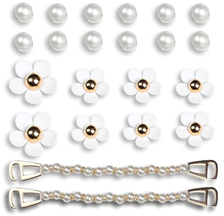 YSJCHEBS 1 Juego De 22 Accesorios Para Zapatos, Accesorios Para Zapatos De Perlas, Accesorios Para Zapatos De Flores, Accesorios Para Zapatos De Mujer, Accesorios Para Zapatos Extraíbles