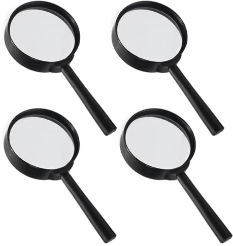 Tomedeks 4-pack Magnifying Glasses 12×6cm,5 Times Magnifying Glass Kids,Magnifying Glasses for Hobbies,Magnifying Glasses for Reading,for Reading Books Inspection Insects