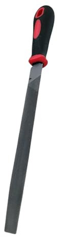 Half Round Metal File, 20cm Smooth Cut, Black and Red Ergonomic Handle