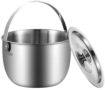 Olla De Camping | Accesorios de Camping Olla Grande | Cuenco de Acero Inoxidable con Tapa y Asa Accesorios de Cocina para Picnic Senderismo Viaje Exteriores Hogar