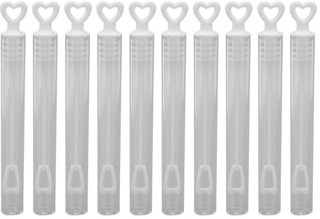CHEOTIME 10 Mini varitas de Burbujas, en Forma de corazón, plástico Transparente, Juego de varitas de Burbujas, Suministros para Fiestas de Año Nuevo, día de San Valentín, Aula,