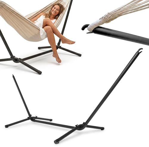 HyperMotion supporto per amaca STELAZHAM 2 in acciaio legato, autoportante per giardino, balcone e terrazza, portata 110 kg, nero, 295 × 100 × 96 cm