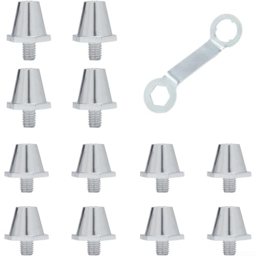 Lot de 12 crampons de rechange en alliage d'aluminium pour bottes SG, crampons à vis métalliques de 11 mm et 13 mm avec outil Lotto (doré)