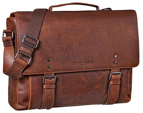 STILORD 'Alfred' Vintage Leder Aktentasche aufsteckbar XL groß Laptoptasche 17 Zoll Lehrertasche Dokumententasche Business Büro, Farbe:mocca - dunkelbraun