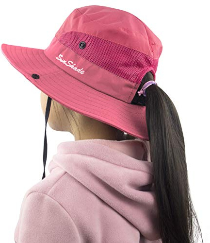 Toddler Child Kids Girls Summer Sun Hat Wide Brim UV Protection Hats Floppy Bucket Cap for Beach Fishing Gardening Pure Watermelon Red