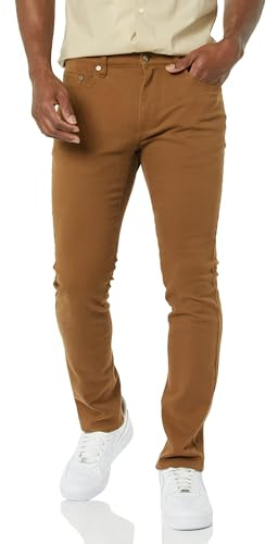 Amazon Essentials Pantalón Vaquero Elástico de Ajuste Ceñido - Colores interrumpidos Hombre, Marrón Caqui Oscuro, 30W / 30L