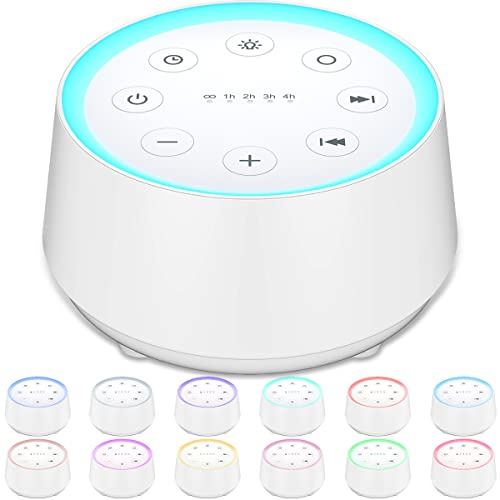 EasyHome Sleep Sound Machine White Noise Machines with 30 Soothing Sounds 12 Adjustable Night Light 10 Adjustment Brightness 32 Levels of Volume 5 Timers and Memory Function Kid Adult Travel