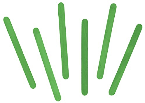 Stiele aus Holz, Grün, 114 x 10 x 2 mm, 50 Stück.