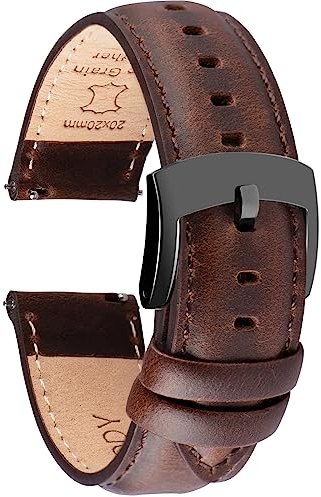 OTTOODY Leder Uhrenarmbänder 18mm 19mm 20mm 21mm 22mm Armband, Schnellverschluß Eleganten Leder Uhrenarmband für Herren und Damen, Hochwertige Ersatz Leder Armband für Uhr und Smartwatch