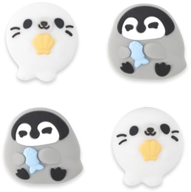 GeekShare Silikon-Joycon-Daumengriffkappen, Kawaii-Polartier-Thema, Daumenstickkappen, Joystick-Abdeckung, kompatibel mit Nintendo Switch/OLED/Switch Lite – Pinguin und Seehund