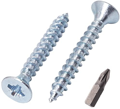 SKIR'CO (40 piezas) Tornillos para madera de acero galvanizado de 4,0 x 30 mm, cabeza avellanada Pozidriv, PZ totalmente roscado, tornillos para aglomerado