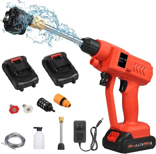 Cordless Power Washer Machine 6in1 Spray Portable Rechargeable Battery Pressure Washer Gun for Car Fence Floor Cleaning Watering
