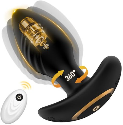 Anal Vibrator für Männer, Analplug Frau Vibrator mit erhöhtem Gewinde, Analplug Buttplug Sexspielzeug mit Fernbedienung, Prostata vibrator mit 10 Rotation 10 Vibrationsmodi
