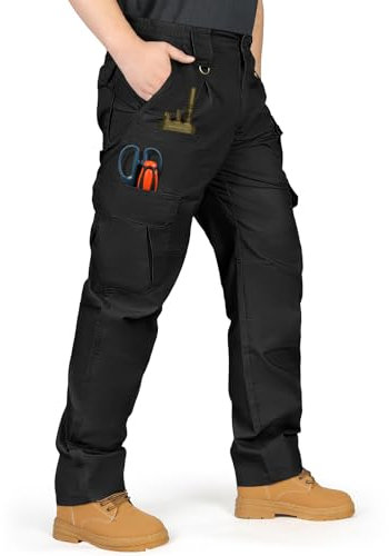 IGOLUMON Pantalon Cargo Homme Pantalon de Travail avec Multipoche Pantalons de Loisirs Vêtements de Sécurité Pantalons Ceinture Élastique